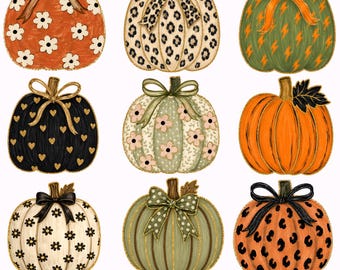 Boho Pumpkin PNG Coquette Pumpkin PNG Preppy Fall Pumpkin Clipart Cute Pattern Pumpkin PNG Coquette Autumn Design Trendy Thanksgiving png