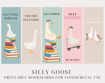 Silly Goose Printable Bookmarks Cute Printable Bookmarks Childrens Bookmarks Kids Digital Download Funny Animal Bookmark Instant Download