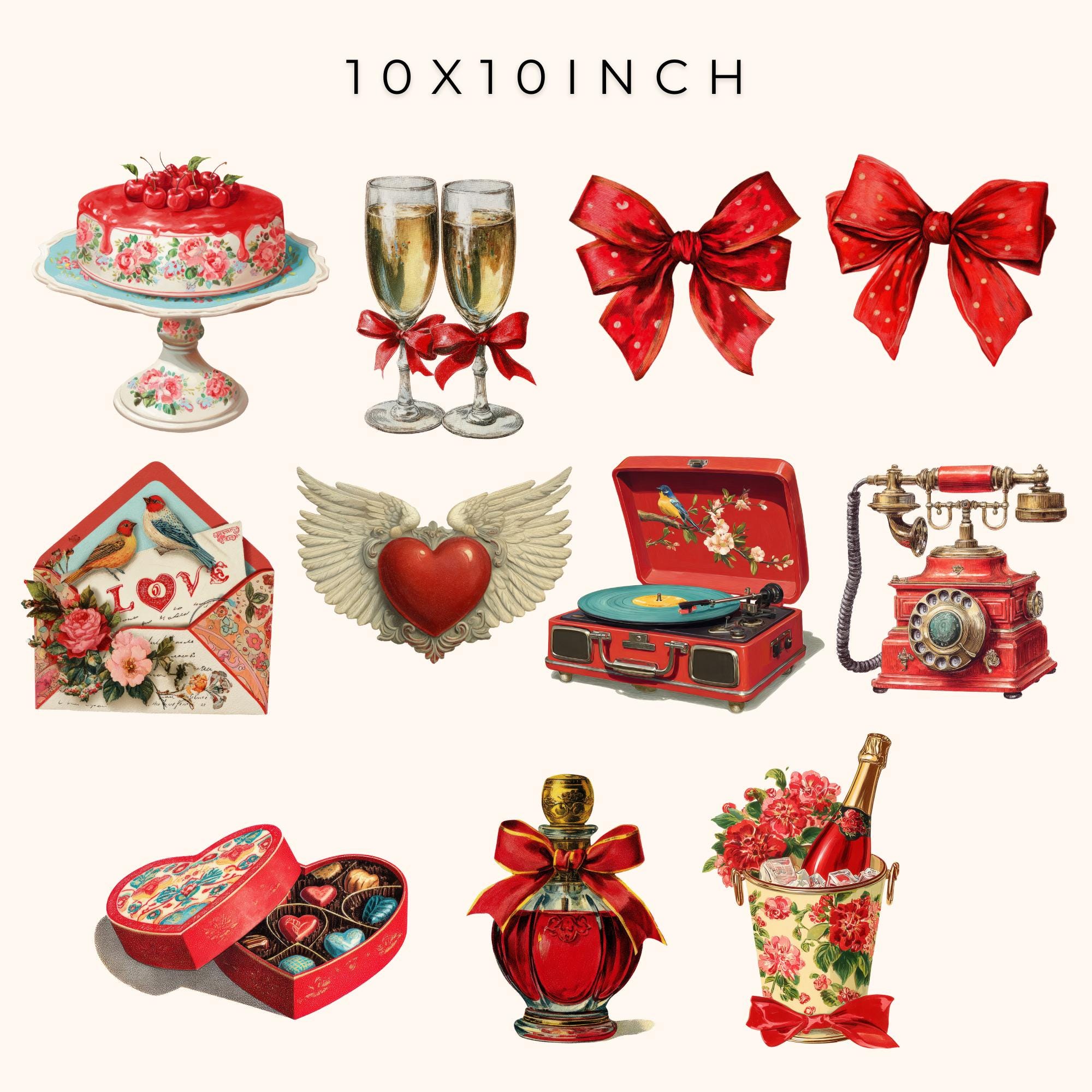 Valentines Clipart Bundle Valentines Day Clipart PNG Vintage Valentines ...