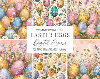 Easter Digital Paper Bundle Printable Easter Digital Paper JPG Pastel Easter Background Easter Bunnies Eggs Digital Scrapbook Paper Pattern