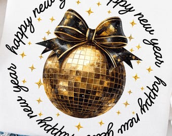 Frohes Neues Jahr 2027 PNG Glitzer Disco Ball Neujahr PNG Schwarz Gold-Silvester-Shirt-Design Hallo 2027 PNG Cheers Silvester-Shirt png