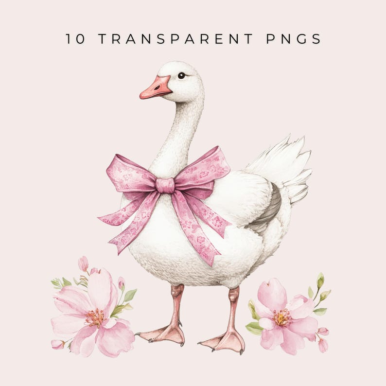 Watercolor Geese Clipart PNG Vintage Goose Clipart Digital Images Farm ...