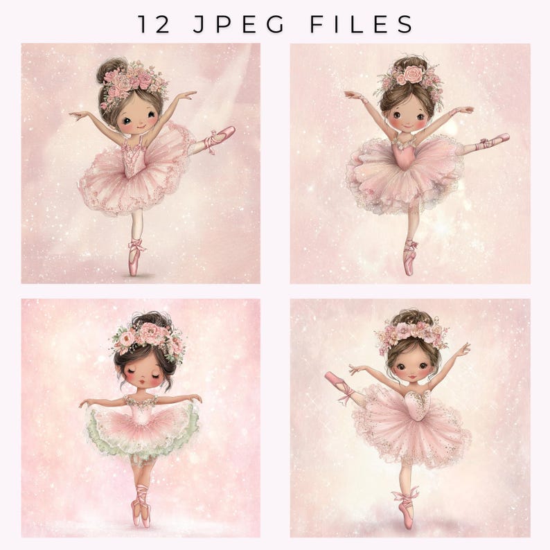 Pink Ballerina Clipart Set Cute Watercolor Ballerina Clipart Ballet ...