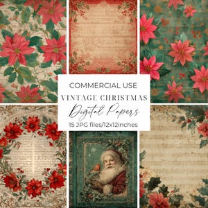Christmas Printable Papers Christmas Scrapbooking Paper 12x12 Inch Vintage Christmas Backgrounds Junk Journal Pages Ephemera Paper Crafts