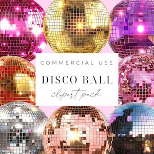 Discokugel Clipart Set Discokugel Glitter Sammlung Spiegelkugeln PNG Prom Clipart Tanz Clipart Party Clipart 80er Jahre Dekor Party Sublimation