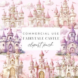 Watercolor Fairytale Castle Clipart Princess Castle PNG Princess Birthday Castle Digital Download Card Making Papercrafts Commercial Use