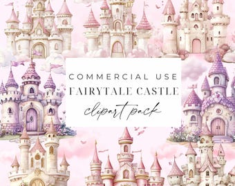 Watercolor Fairytale Castle Clipart Princess Castle PNG Princess Birthday Castle Digital Download Card Making Papercrafts Commercial Use