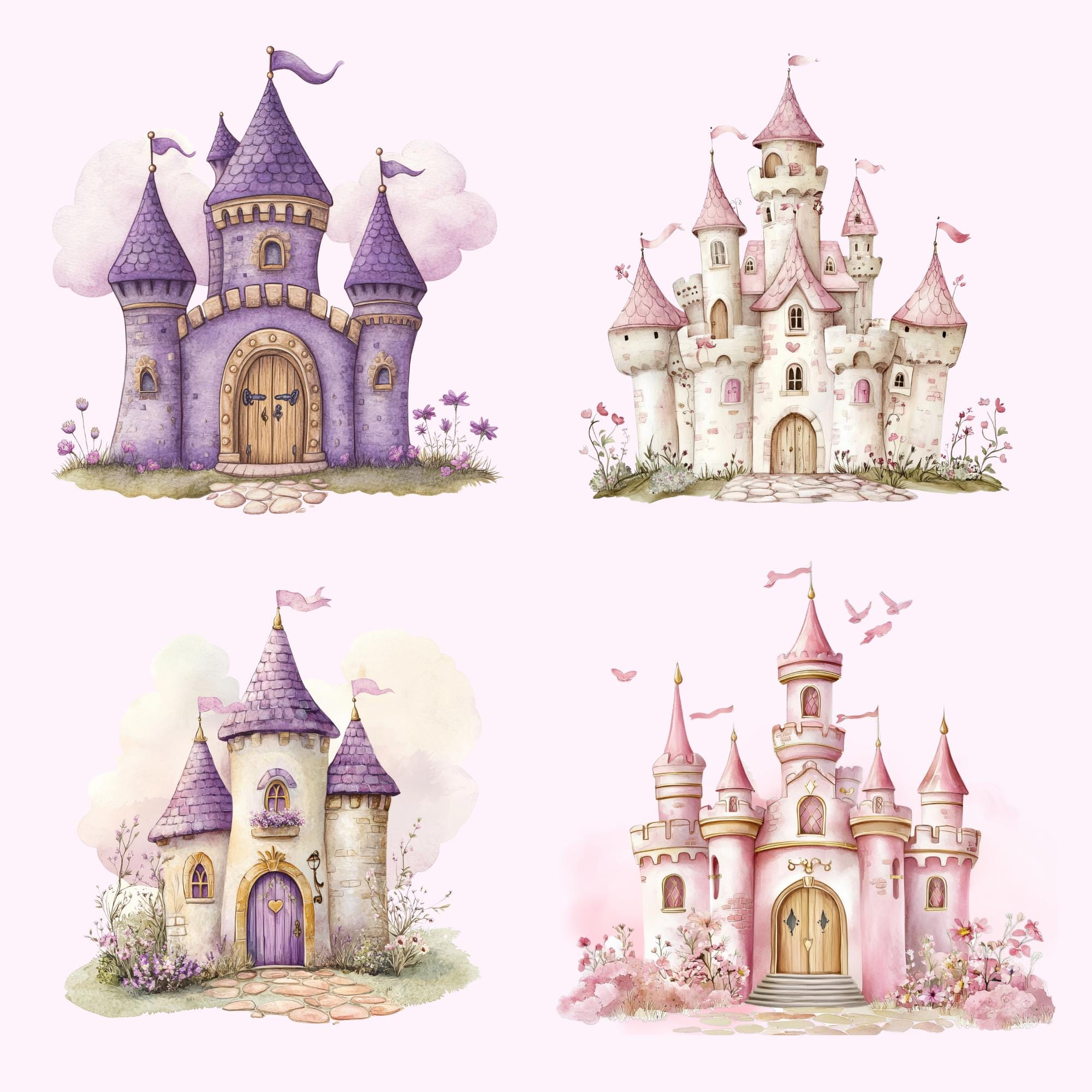 Watercolor Fairytale Castle Clipart Princess Castle PNG Princess ...