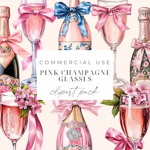 Rosa Champagne Clipart bicchieri di champagne PNG acquerello festa compleanno celebrazioni Clipart bevande cocktail bicchieri per uso commerciale