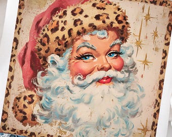 Adrette Weihnachten PNG Trendige Pinselstriche PNG Design Weihnachtsmann PNG Vintage Retro Weihnachtsmann-Shirt Grafik