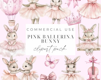 Cute Ballerina Bunny Clipart PNGs Pink Floral Bunny Clipart Bunny Ballerina Clipart Bunny TuTu Digital Download Ballerina Baby Shower PNG