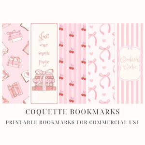Segnalibri stampabili Coquette Segnalibri digitali Segnalibri pastello carini Scarica Segnalibri romantici per ragazze Fiocco rosa Regalo estetico per gli amanti dei libri