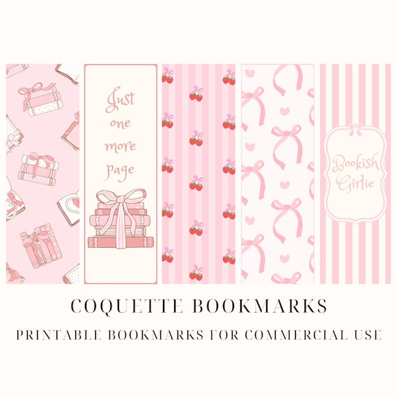 Coquette Printable Bookmarks Digital Bookmarks Cute Pastel Bookmarks Download Girls Romance Bookmarks Pink Bow Aesthetic Book Lover Gift