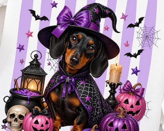 Halloween Dachshund PNG Cute Weiner Dog Shirt Spooky Dog Lover Gift Doxie Dog PNG Spooky Season Design Fall Tee Graphic Digital File
