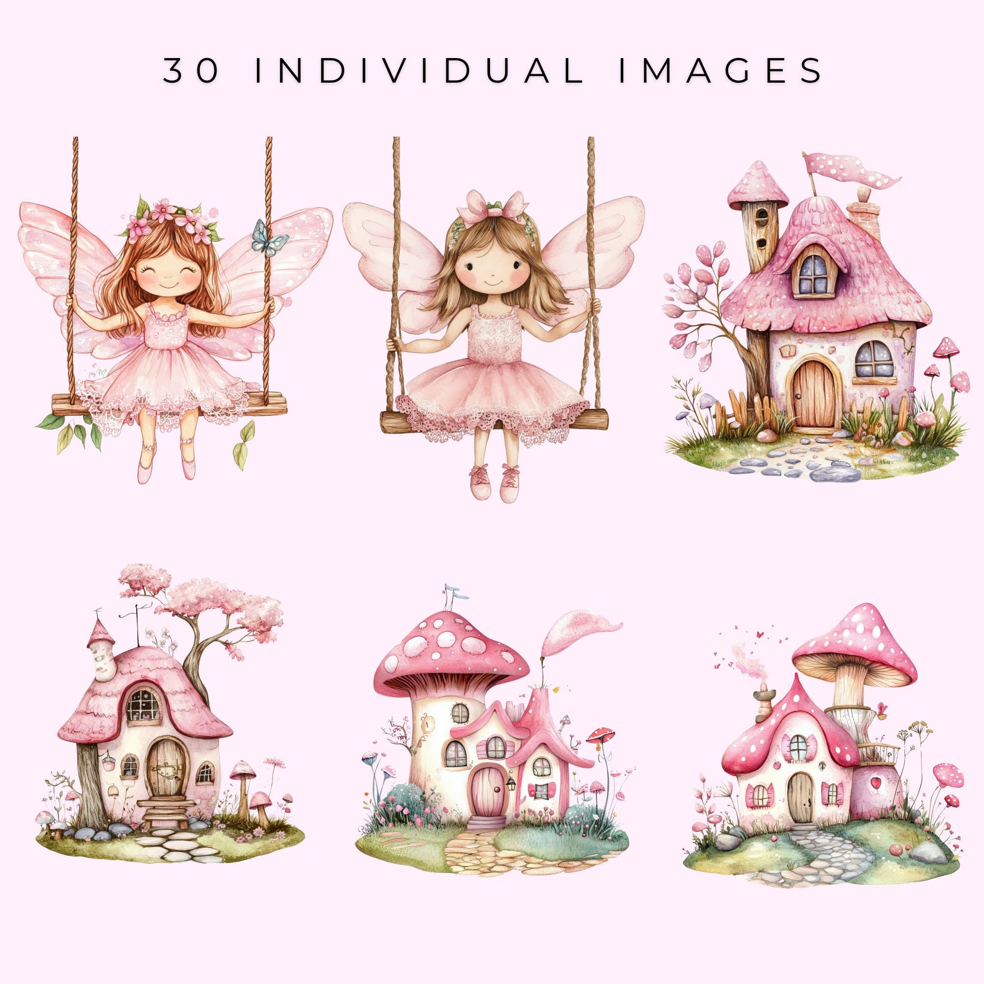 Watercolor Pink Woodland Fairy Clipart Pink Fairy Clipart PNG Enchanted ...