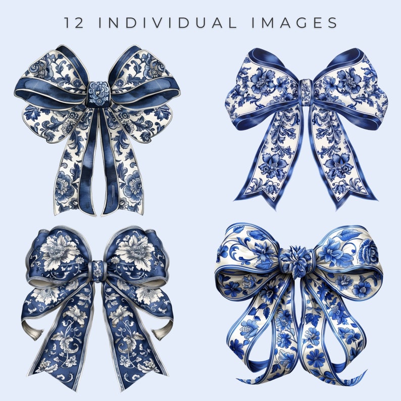 Blue Bow Toile Coquette Bows Clipart Coquette Watercolor Bows PNG ...