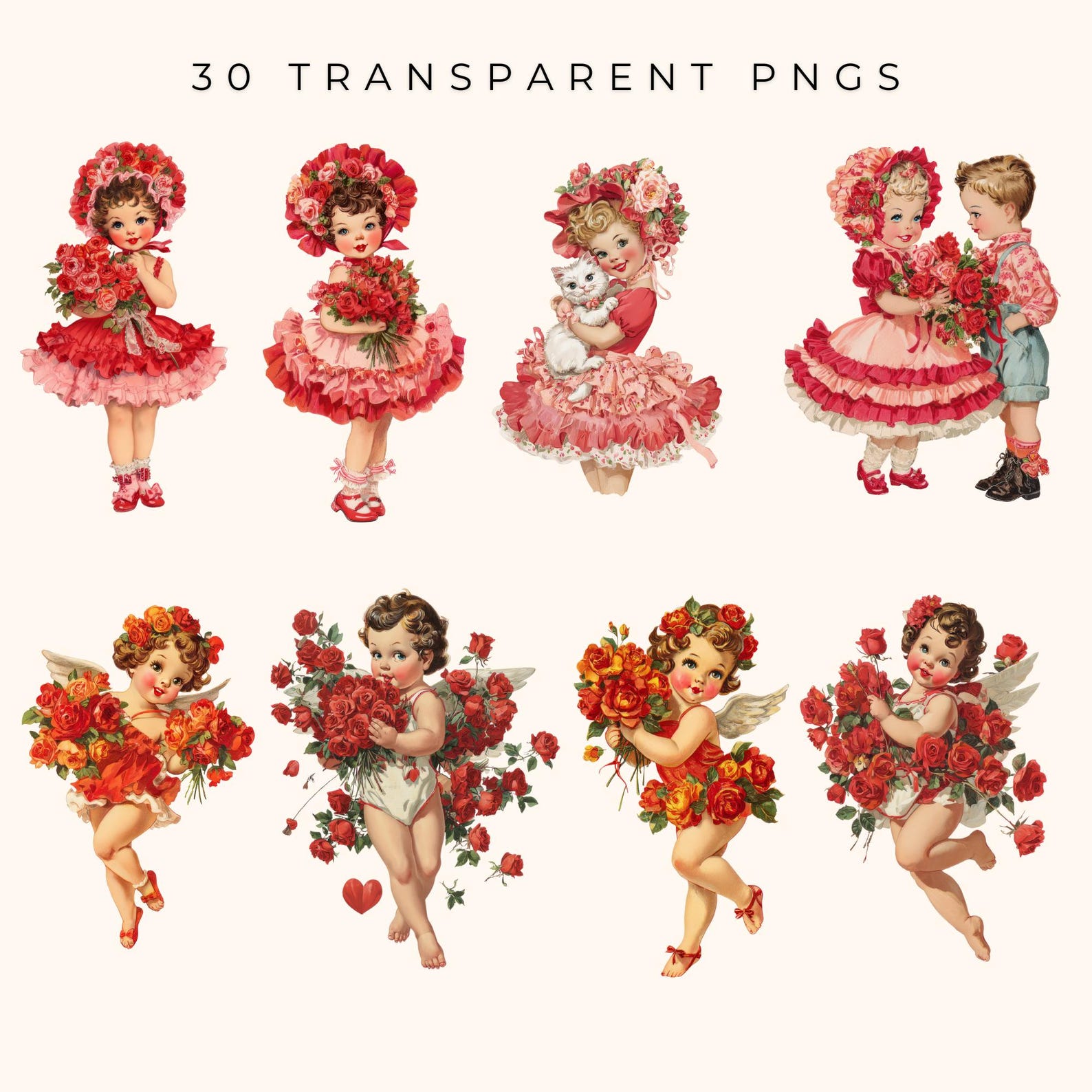 Valentines Clipart Bundle Valentines Day Clipart PNG Vintage Valentines ...