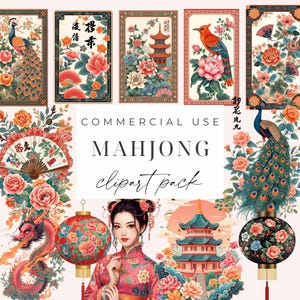 Mahjong Clipart Set Mahjong Tiles Clipart PNG Asian Tiles Set China Clipart Digital Download Mahjong Printable Graphics Commercial Use