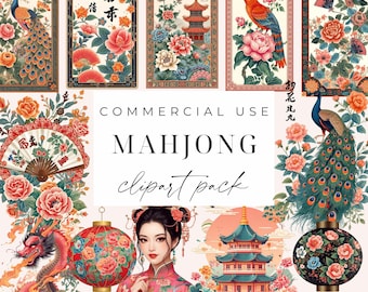 Mahjong Clipart Set Mahjong Tiles Clipart PNG Asian Tiles Set China Clipart Digital Download Mahjong Printable Graphics Commercial Use