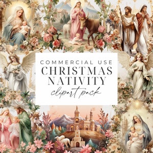 Clipart Bożego Narodzenia, Clipart Akwarela Narodzenia PNG, Scena Żłóbka, Mary Joseph Jezus, Dekoracje Rzemiosła Religijnego, Użytek Komercyjny