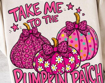 Bring mich zum Kürbis-Flecken PNG Trendy Gestreiftes Herbst-Design Girly Halloween PNG Niedliches gruseliges Hemd Preppy Halloween-Kürbis PNG Herbst Grafik