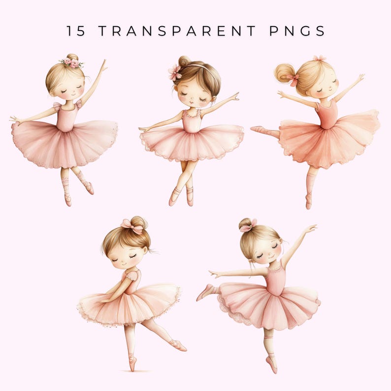 Watercolor Ballerina Clipart Cute Ballerina Clipart Pink Ballerinas PNG ...