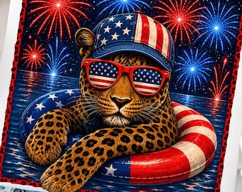 Vaterländischer Leopard PNG Preppy Gepard PNG Amerikanischer Leopard T-Shirt Design Boujee Leopard T-Shirt Glam USA 4. Juli Sommer Grafik