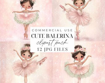 Rosa Ballerina Clipart Set Söt Akvarell Ballerina Clipart Balett Clipart JPG Svanensjön Digital Nedladdning Flickor Baby Shower Clip Art