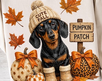 Fall Dog PNG Fall Dachshund PNG Fall Pumpkin PNG Fall Shirt Design Cute Preppy Fall Sublimation Fall Autumn Design Girl Fall T Shirt Graphic