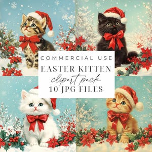 Weihnachten Kätzchen Clipart Bundle 10 süße Weihnachten Kätzchen JPGs Winter Katzen Clip Art digitaler Download Urlaub Katze druckbare kommerzielle Nutzung