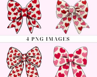 Faux Yarn Crochet Heart Bow PNG Coquette Bow Heart pngs Design Preppy Valentine Clipart Trendy Valentine Love Heart Shirt Digital Download