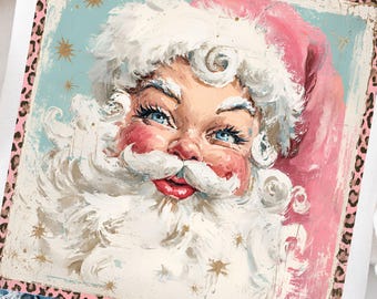 Preppy Weihnachtsmann PNG Weihnachtsmann Gesicht PNG Design Vintage Weihnachtsmann Hemd Trendige Weihnachtsmann Grafik Trendige Pinselstrich Weihnachten PNG Retro Weihnachtsmann Clipart