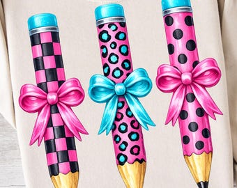 Kokette Pinselstrich Bleistift Bogen PNG Preppy Leopard Print Polka Dot Design Lehrer Kokette PNG Kokette Bogen TShirt Grafik Lehrer Liebe PNG