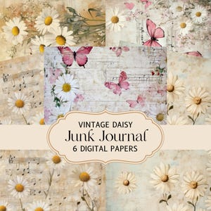 Vintage Daisy Journal Papers Junk Journal Digital Paper Floral Digital Journal Printable Pages Spring Collage Sheets Paper Crafts 11 x 8.5