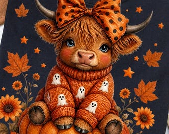 Fall Highland Cow PNG Highland Cow PNG Cute Autumn Cow PNG Preppy Cow Design Coquette Pumpkin Graphic Girl Fall Shirt Design Digital File