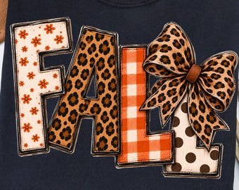 Preppy Fall PNG Fall Leopard Bow PNG Rustic Typography Autumn Design Messy Brushstroke Fall Shirt Girly Thanksgiving PNG Digital File