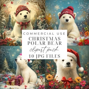 JPG ours polaire Clipart aquarelle Noël Clipart Noël ours polaire Clip Art fond hiver fichiers Clipart imprimable usage Commercial