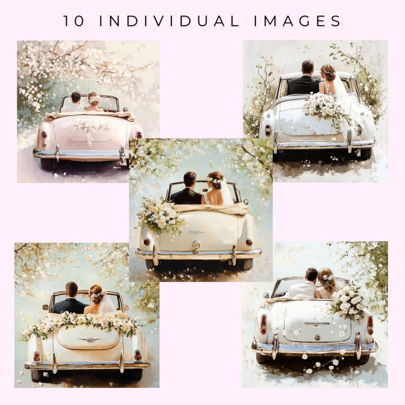 Bride and Groom Just Married Car Clipart Wedding Car Jpgs Wedding Day ...