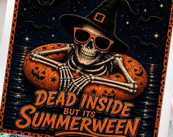 Summerween Skelett PNG Retro Summerween Shirt Design Gruselige Sommer Grafik Horror Urlaub PNG Sommer Strand Halloween Digitaler Download