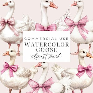 Aquarelle oies Clipart PNG vintage oie Clipart Images numériques animaux de la ferme Oies blanches Baby Shower chambre d'enfant fabrication de cartes Téléchargement instantané