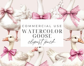 Watercolor Geese Clipart PNG Vintage Goose Clipart Digital Images Farm Animals White Geese Baby Shower Nursery Card Making Instant Download