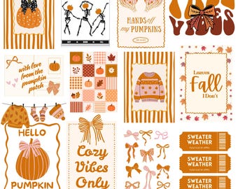 Fall Autumn Clipart bundle 20 Cozy Autumn PNGs Pumpkin Spice Design Coquette Fall Bow PNG Cozy Season PNG Girl Fall Digital Download