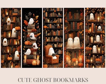 Printable Halloween Ghost Bookmarks 8 Printable Cute Spooky Ghost Bookmarks Funny Halloween Bookmarks Digital Download Book Lover Gift
