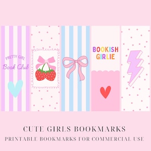 Afdrukbare boog bladwijzers schattige meisjes bladwijzers Girlie bladwijzers digitale download Coquette Boomarks meisjes leesgrage esthetiek boekenliefhebber cadeau