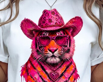 Preppy Brushstroke Tiger PNG Pink Glam Tiger PNG Trendy Leopard Skin Graphic Boujee shirt Designs Girly Bling Tiger Tee PNG Digital Download