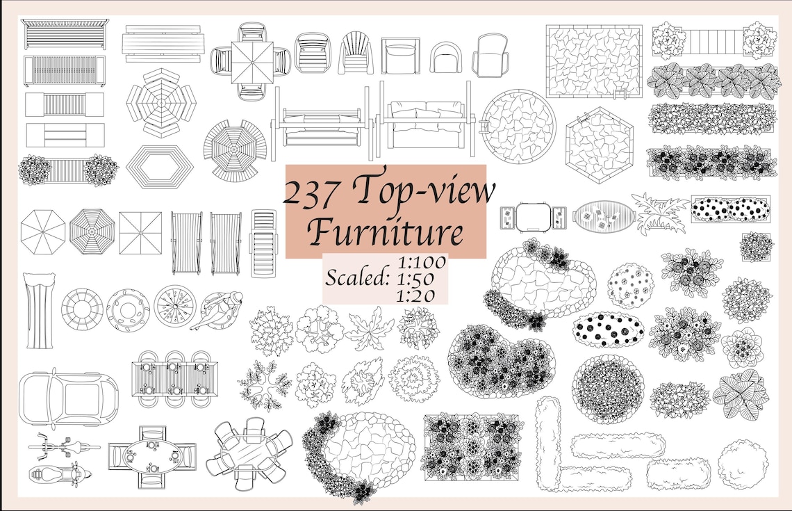 A 237 Scaled 1 : 100/50/20 Furniture Elements - Vector Illustrations ...