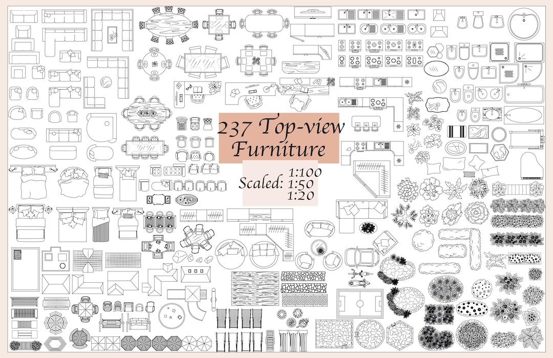 A 237 Scaled 1 : 100/50/20 Furniture Elements - Vector Illustrations ...