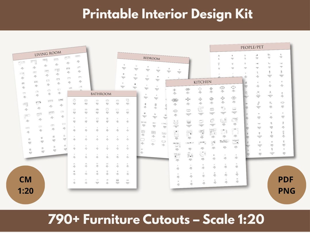 Printable Furniture Cutouts Kit 790+ Elements Scale 1:20, Interior ...