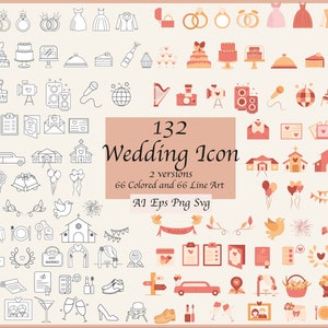 Pictogrammen bruiloft / icon pack huwelijk / bruiloft elementen clipart / SVG bruiloft clipart / bruiloft tijdlijn / bruiloft pictogram muziek / bruiloft symbool