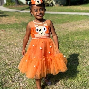 Bingo Inspired Costume Dress: Orange Dog Tutu, Halloween Party